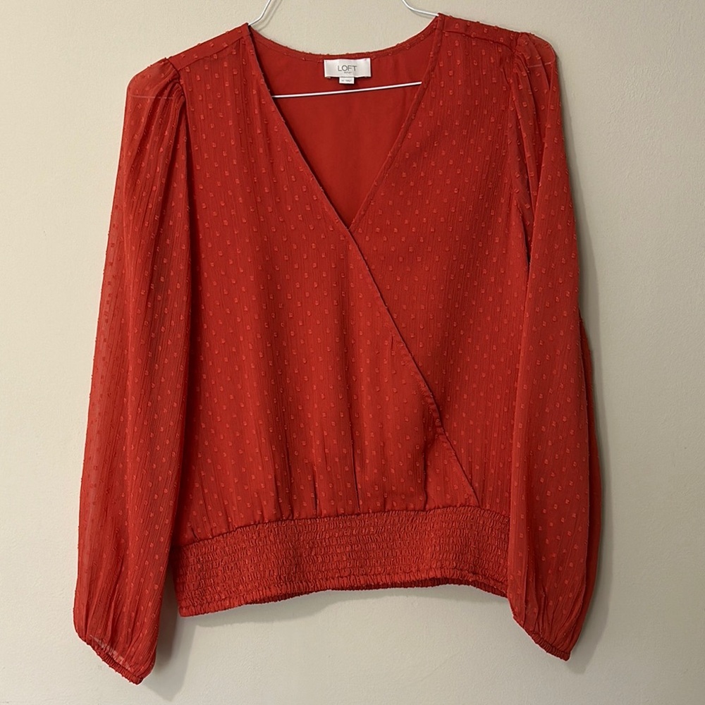 LOFT Women's Burnt Orange Wrap Top Sz M